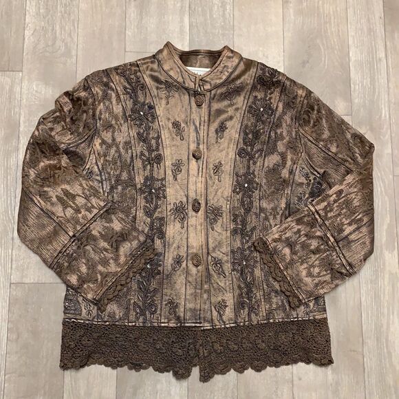 Flashback‎ Vintage Embroidered Floral Beaded Western Embellished Blazer Jacket - Picture 1 of 8